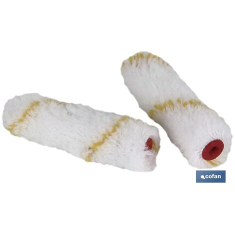 COFAN pack 2 recambios mini rodillo paredes lisas 11cm , Pack de 2 recambios para mini rodillo fabricados en microfibra que proporciona una mayor resistencia y acabados profesional
