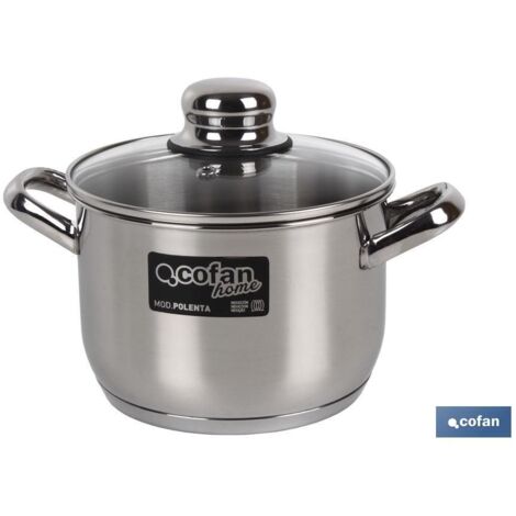 CACEROLA INOX INDUC.6.9L "MOD POLENTA" T/VIDRIO Ø240 MM