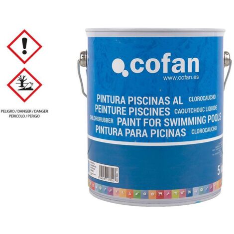 COFAN pint. piscinas clorocaucho (azul oscuro 5 kg) , Pintura para piscinas fabricada en base de resinas clorocaucho de alta calidad que proporcionan una mayor resistencia y durabi