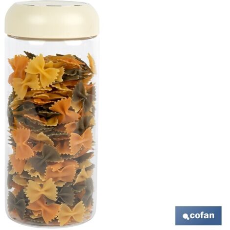 BOTE DE VIDRIO BOROSILICATO CON TAPA BEIGE GAMA LAUREL 1300 ML