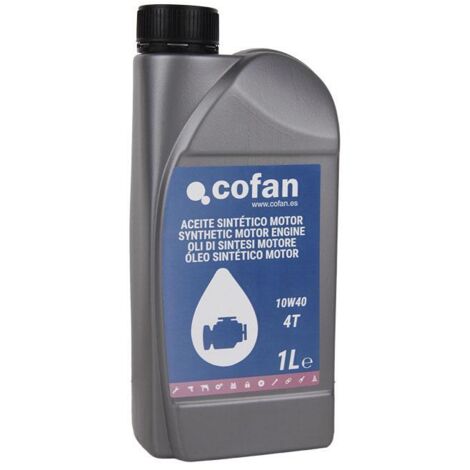 COFAN aceite sintetico 1 ltr. motor 10w-40 plus 4 tiempos , El lubricante sintético 10W-40 es un aceite multigrado de base isomerizado mediante un proceso de hidrogenado y aditivos