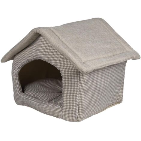 COFAN casita mascotas 47 x 39 x 42 cm , Casita de tela para mascotas fabricada en 100 % poliéster de alta calidad. Incluye un cojín extraíble de felpa suave para retener el calor,