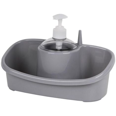 ESTROPAJERO CON DOSIFICADOR GRIS CLARO 26X13X16.5cm venta unitaria