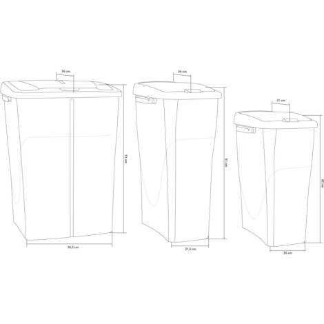 CUBO DE BASURA PARA RECICLAR 45 LITROS  COLOR AMARILLO 36.5 X 36 X 51  CM