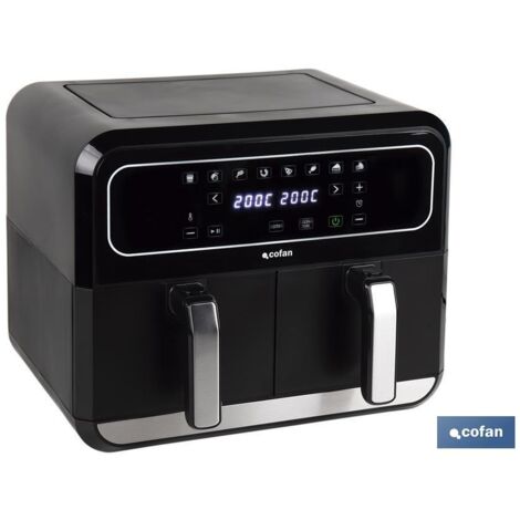 COFAN freidora de aire dual 8 l 1700 w , Freidora de aire que cuenta con dos cubetas antiahderentes, libres de BPA y extraíbles, con las que podrás cocinar dos platos diferentes y (1/4)
