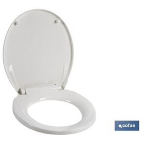 COFAN tapa wc  40.4 x 35.6 cm , Tapa WC para inodoro fabricada en polipropileno blanco, que proporciona una mayor resistencia y durabilidad frente al uso. Gracias a su diseño permi