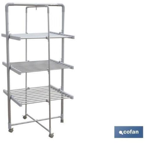 Cofan – Tendedero eléctrico de torre 300W – 30 barras calefactoras de aluminio – Secado rápido en espacios reducidos – Medidas 73 x 68 x 1,48 m (1/4)