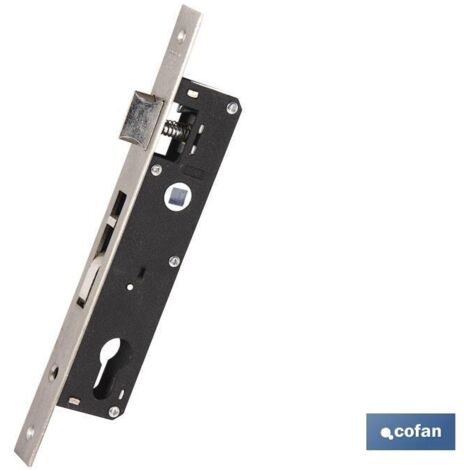 COFAN cerradura embutir gancho d85e38 inox (l.corta) , Cerradura Palanca Gancho (L.Corta) Frente Inox. Puertas Metal, Caja con revestimiento zincado. Frente en acero Inoxidable. Pi