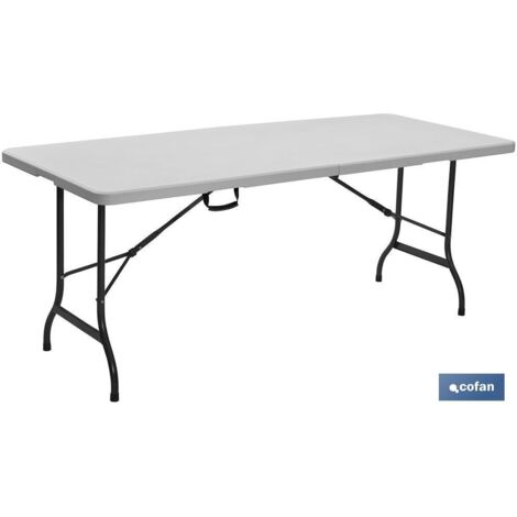 COFAN mesa plegable rectangular blanca 122x60x74 cm , Mesa plegable rectangular de color blanco fabricada en polietileno de alta densidad y con estructura de acero pintado. Es idea (1/3)