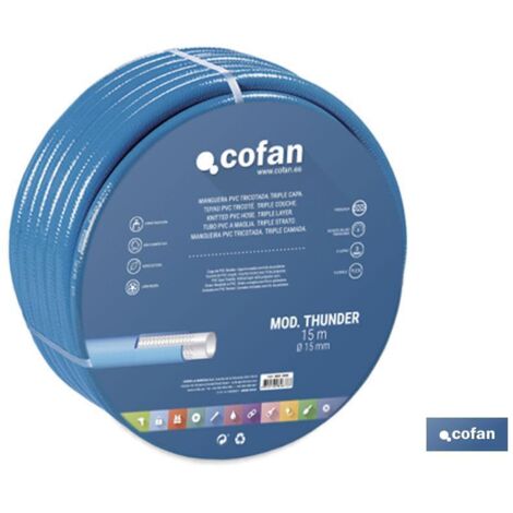MANGUERA PVC MODELO THUNDER 3C TRICOTADA Ø15X50 M