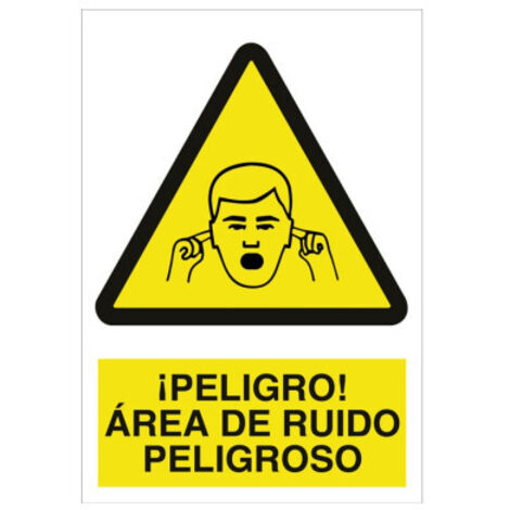 señal poliestireno 420x297mm. ¡peligro área de ruido peligroso