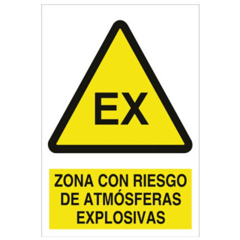 señal poliestireno 210x148mm. zona con riesgo de atmósferas explosivas