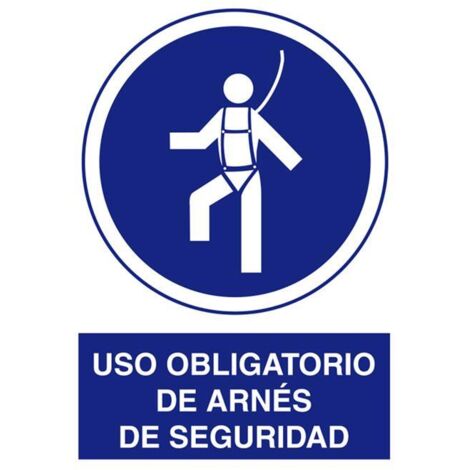 señal poliestireno 420x297 mm señal uso obligatorio de arnés de seguridad con texto