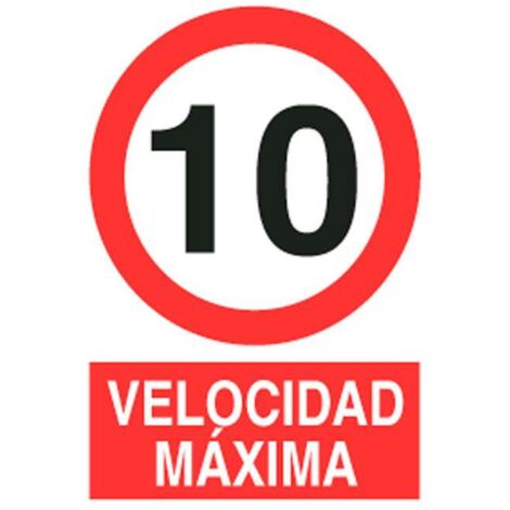 COFAN señal poliestireno 210x148mm. velocidad 10 km , Señal de prohibición 10 km/hora. El diseño de la señal puede variar, pero en ningún caso se variará el significado de la misma