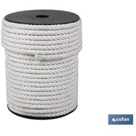 COFAN carrete cuerda nylon mate 4/c 18 mm 100 mts bco , Cuerdas de nylon mate, con torcida a 3 o 4 cabos sin alma. No se deterioran con el agua (no flota). Adecuadas para náutica,