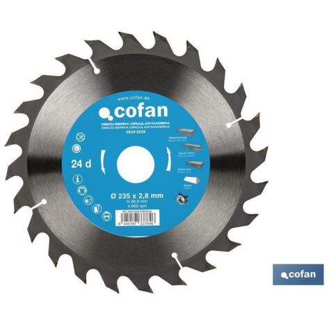 disco de sierra circular para madera ø235 x 2,8 x 30 mm, 24 dientes