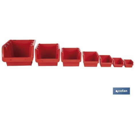 COFAN gaveta roja 155 x 100 x 70 mm , Gaveta apilable, disponible en color rojo, para guardar elementos. Cuenta con una gran apertura para crear un acceso más fácil al contenido. C (1/5)