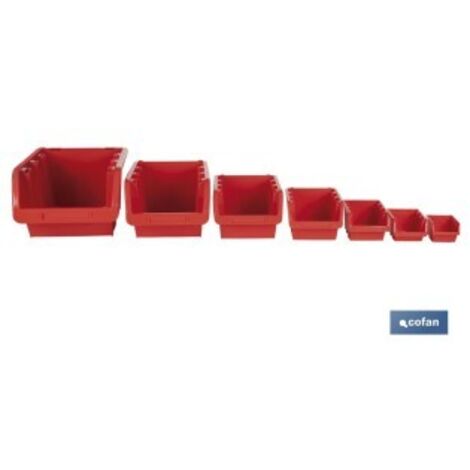 COFAN gaveta roja 230 x 160 x 120 mm , Gaveta apilable, disponible en color rojo, para guardar elementos. Cuenta con una gran apertura para crear un acceso más fácil al contenido.
