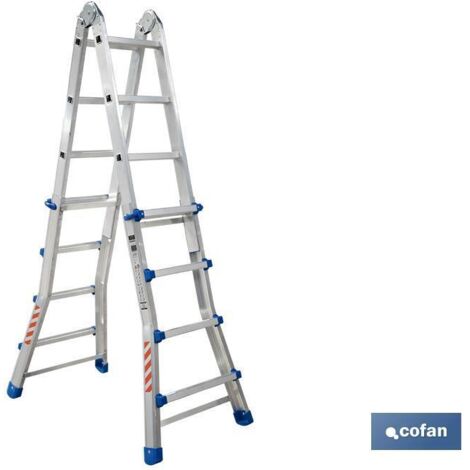 escalera plus aluminio multiposición 4 x 4 peldaños y 3,83 m
