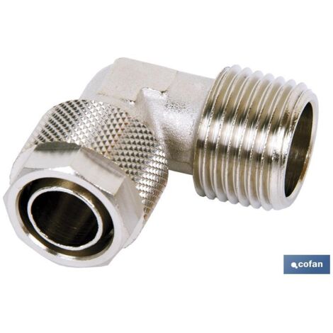 COFAN codo conico macho t-6/4 r-1/4 , Racor metálico Codo Cónico Macho 90º para aire.