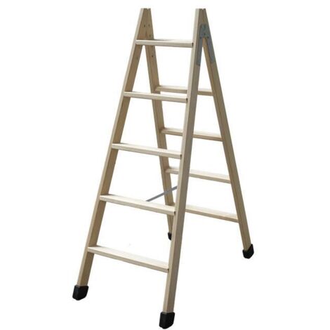ESCALERA MADERA DOBLE 5 PELDAÑOS 1,25 M (1/5)