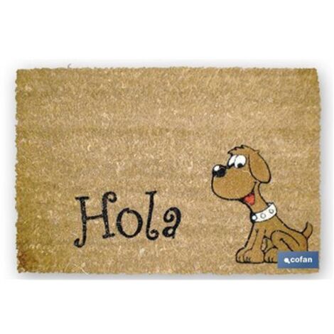 Felpudo interior antideslizante de coco floqueado 40x60x1.50 cm (Perro Hola)