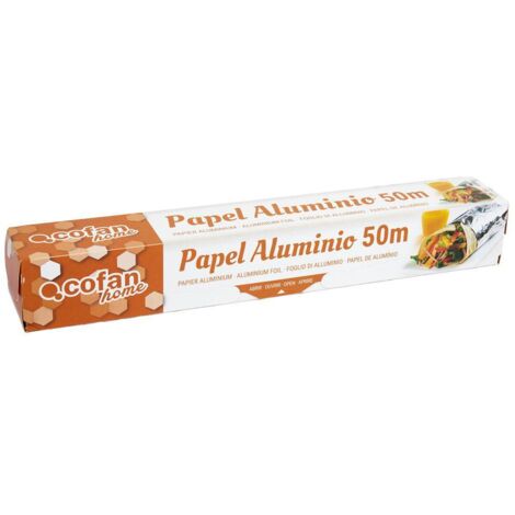 Papel de aluminio doméstico 50m con estuche de corte
