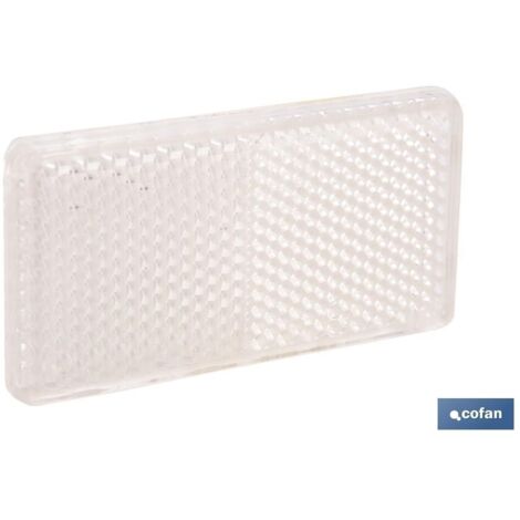 Catadióptrico rectangular blanco 71 x 35 mm con adhesivo resistente al clima