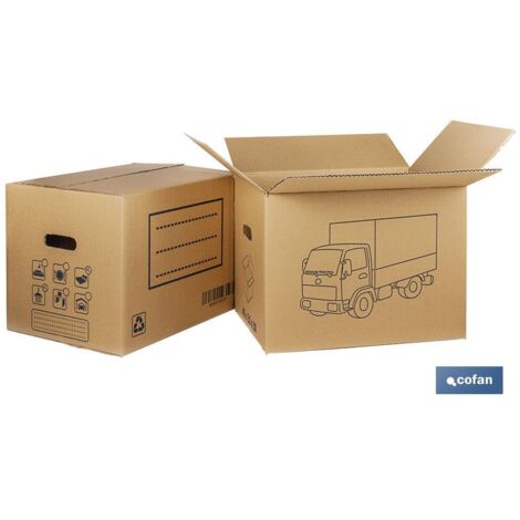 CAJA DE CARTÓN PARA MUDANZA CON ASA TROQUEL 50X35X35 CM Venta unitaria