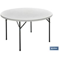 MESA REDONDA PLEGABLE BLANCA 180X74CM
