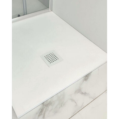 Piatto doccia Jolie in mineralmarmo bianco opaco cm 80x80x2,5
