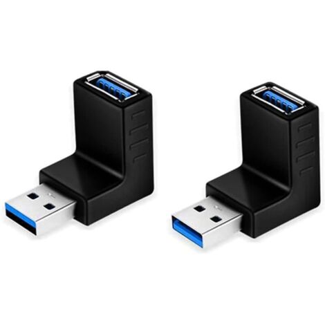 USB 3.0 Winkeladapter, 90°-Winkeladapter, 2er-Pack USB-Verlängerungsstecker (weiblich), kompatibel mit allen USB-Kabeln