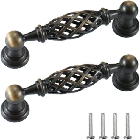 Vintage-Möbelgriff, Küchenschrankgriff, antiker Möbelgriff, Türgriff, Schubladengriff für Schubladenelemente mit Schrauben, 96 mm Lochabstand (1/4)