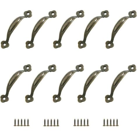 Set mit 10 Retro-Möbelgriffen aus Zinklegierung – 80 mm Mittenabstand – Korrosionsbeständige Oberfläche – Für Schubladen und Schranktüren (1/4)