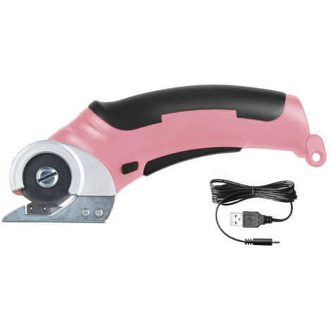 4,2-V-Stoffschere, elektrischer Rollschneider mit integriertem Akku, leistungsstark für Stoff, Karton, Teppich, Leder und Filz, Rosa