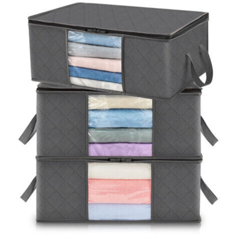 Kleideraufbewahrungsbeutel, 3er-Set faltbare Aufbewahrungsboxen für unter das Bett, Kleiderschrankorganisation, zur Aufbewahrung von Decken, Kissen, Spielzeug, Jacken und Kleidung, 50 x 35 x 20 cm (1/4)