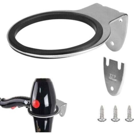 Wandmontierter Haartrocknerhalter aus Edelstahl, rostfrei, korrosionsbeständig, inklusive Dichtung und Schrauben für Küche, Bad und Friseursalon (1/4)