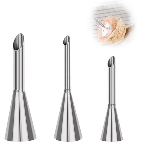 3-teiliges Set aus Edelstahl-Spritztüllen für Buttercreme, lange Tülle für Brandteig, Tülle zum Füllen von Cupcakes, DIY-Kuchendekorationswerkzeuge (1/4)