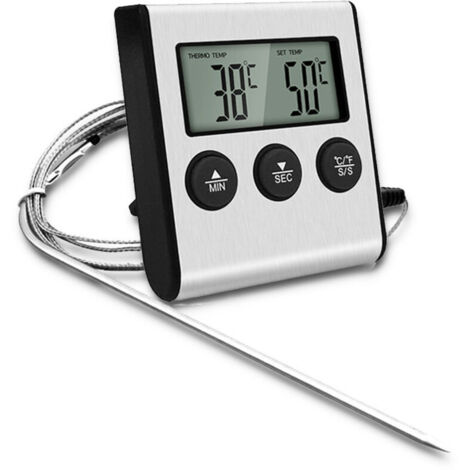 Fleischthermometer zum Kochen, Lebensmittelthermometer mit Sonde zum Grillen von Fleisch, Barbecue, Wasser, Milch, Wein, Flüssigkeiten mit Sonde UD09 (1/4)