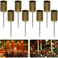 Set mit 8 Adventskranz-Kerzenhaltern – Goldfarbenes Metall – Für Advents- und Weihnachtstischdekorationen – Bronze