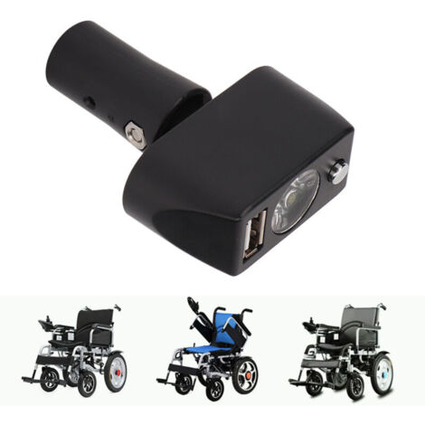 Luce per sedia a rotelle elettrica – connettore XLR a 3 pin, funzione di ricarica USB, controllo dell'illuminazione a LED per sedia a rotelle con angolazione regolabile