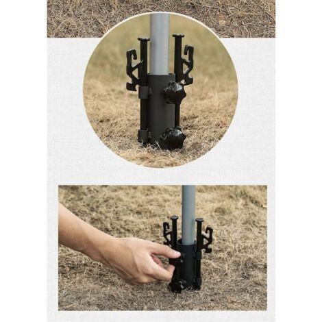 Metal parasol holder, parasol holder for balcony railings, tent pole holder for garden, terrace, balcony, railings, with nails. (Ø 22–34 mm, 1 piece)