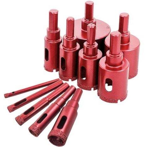 Diamond hole saw set, diamond core drill bits for tiles/glass/marble (6 mm–50 mm, 11-piece)