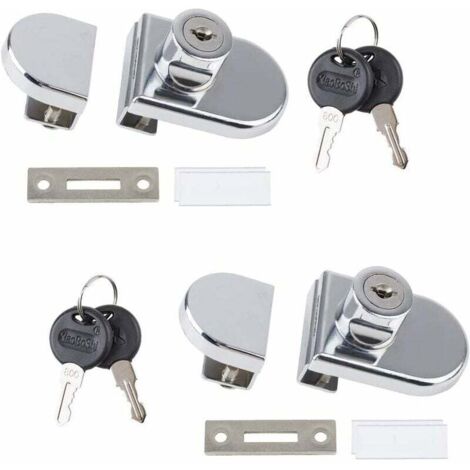Set of 2 zinc alloy locks for glass cabinet or display case doors from 5 to 8 mm thick (1/5)