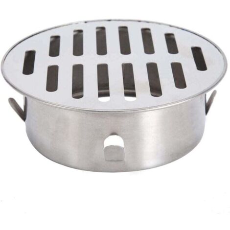 Stainless Steel Round Anti-Clog Balcony Sink Drain Plug, Removable Garden Drain Plug, Drain Pipe, Roof Balcony Use (Flat Outlet 110) (1/5)