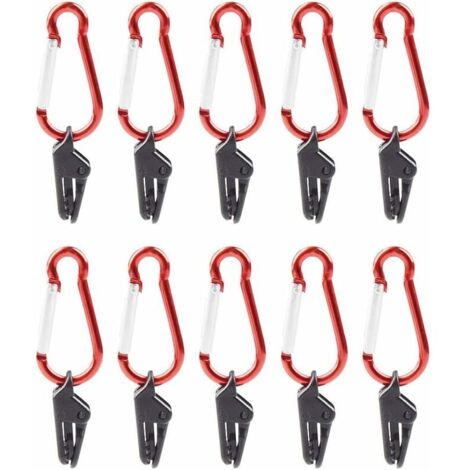 10pcs Tarp Clips with Carabiner, Camping Tent Clips, Awning Clips, Plastic Tarp Clips, Tent Fasteners for Outdoor Activities (1/5)
