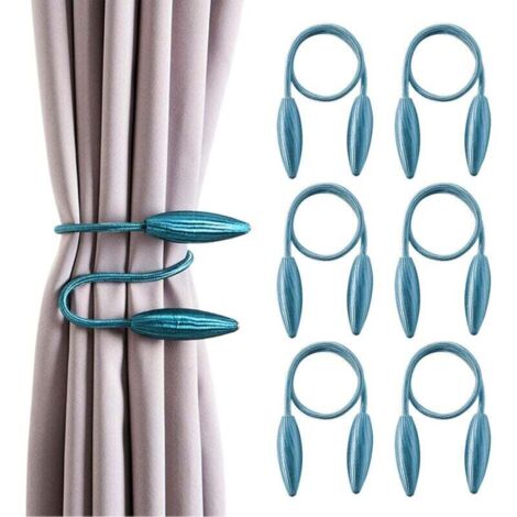 Set of 6 Creative Curtain Holders, Decorative Curtain Holders, Creative Window Curtain Holders 54cm (Turquoise)