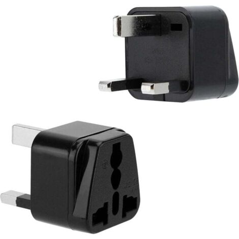 Black Plug Adapters – Set of 2 Type G Travel Adapters for Germany, Italy, Spain and France – Converter Device (1/5)