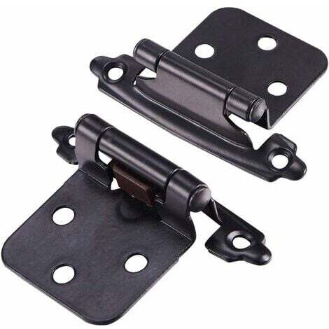 Pair of hinges with screws, self-closing, decorative, front mounting for variable kitchen cabinet doors (black) (1/4)