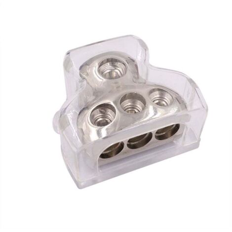 3-Way Power Distribution Block, 1 x 0-gauge input / 3 x 4-gauge output. Amplifier Power Distribution, Ground Distributor, Car Radio Connection Block/Splitter + Distributor